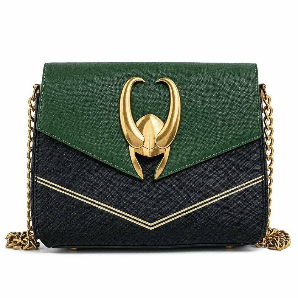 Loungefly Disney Marvel Loki hardware crossbody bag faux leather NWT